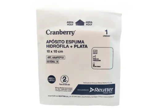 [AAAPEP10] Apósito Espuma Hidrófila + Plata 10x10 cm Cranberry  